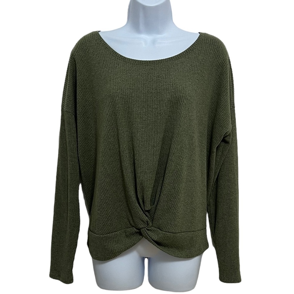Old Navy Green Ribbed Knot Front Top